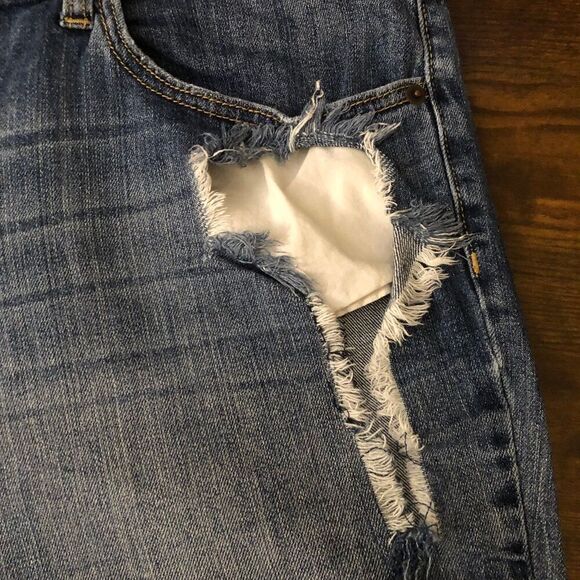 90s Style Torn Bermuda Ava & Viv Jean Shorts Cuffed Raw Hem - Picture 3 of 7